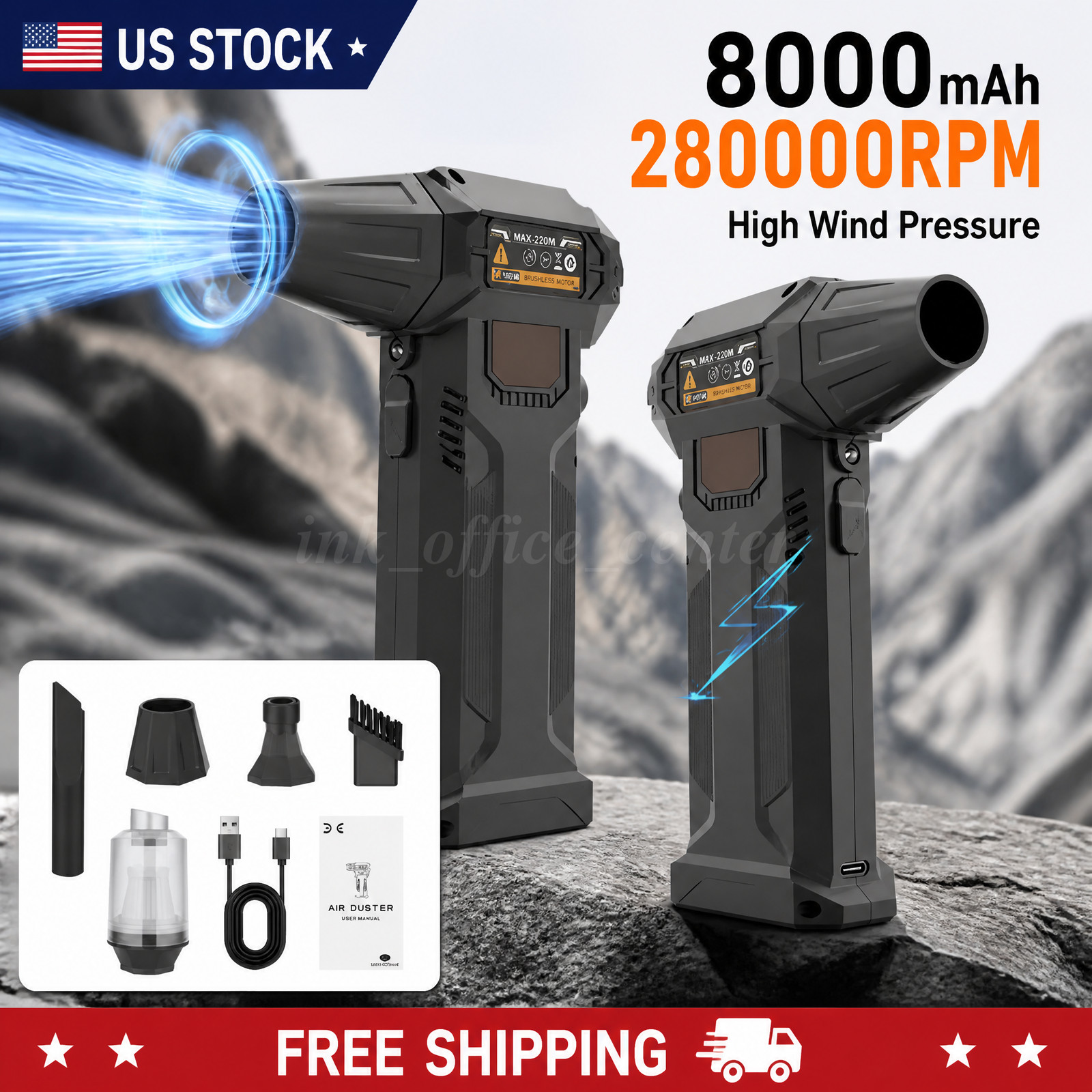 Compressed Air Duster Rechargeable 280000RPM Electric Air Blower for PC Car Home