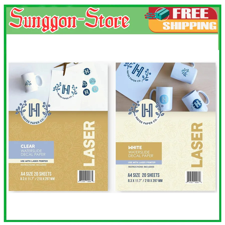 Hayes Paper Waterslide Decal Paper A4 20 Clear Sheets and 20 White Sheets Bundle