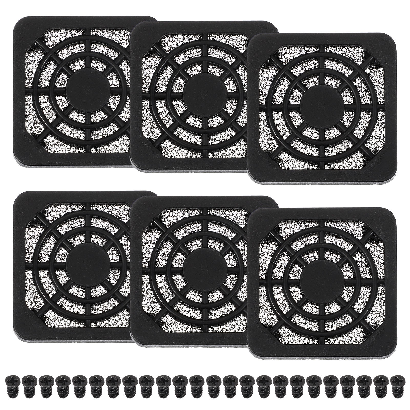 6Pcs 40mm Fan Filter Grill Plastic Ventilation Grill Cover with Screws Black