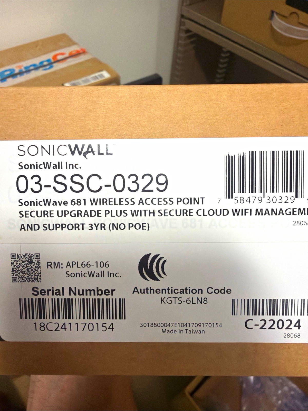 SonicWall SonicWave 681 AP Secure Cloud WiFi Mgmt 03-SSC-0329
