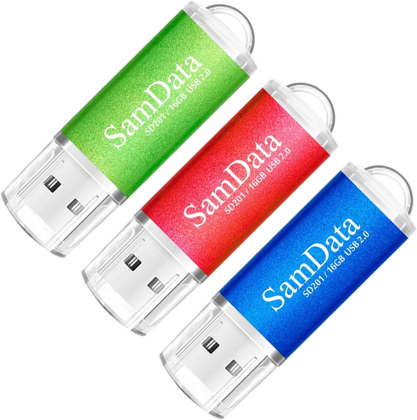 USB 2.0 Flash Drive 3 Pack 16GB Thumb Drives Memory Stick Zip Drive (3 Colors
