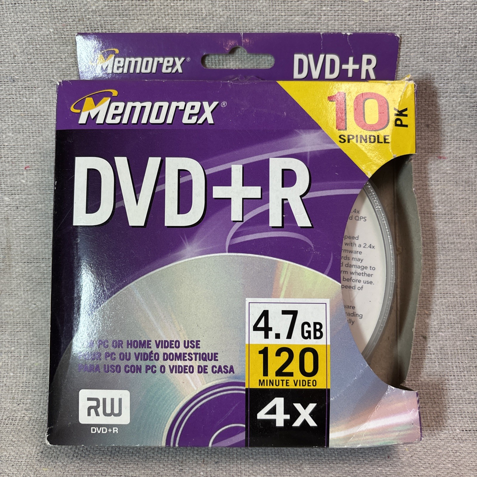 Memorex DVD+R 4.7GB 4X  120 Min 10 Pack Blank Discs NEW 