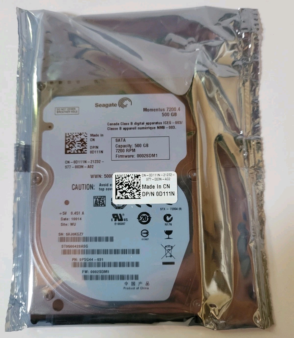 Seagate Momentus 500GB Internal 7200RPM 2.5" (ST9500423AS) HDD