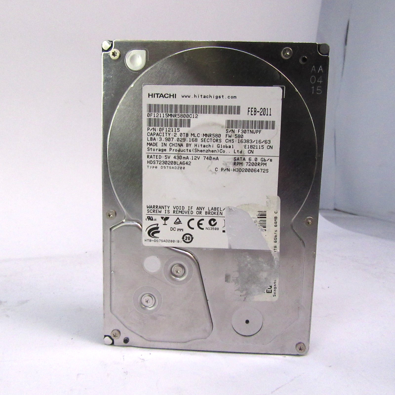 Hitachi 0f12115mnr5800c12 2TB 3.5" SATA II Desktop Hard Drive T12-D13