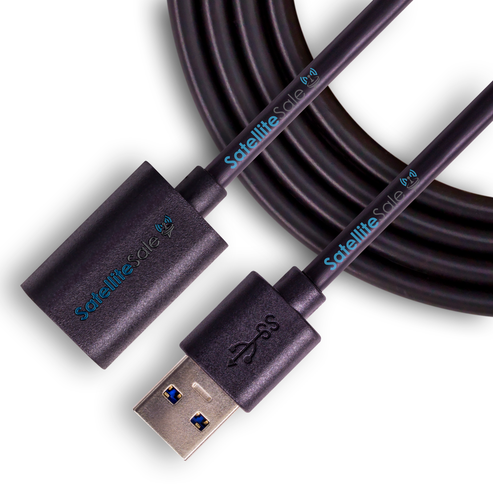 SatelliteSale USB 3.0 Extension Data Cable 5Gbps SuperSpeed Black Cord