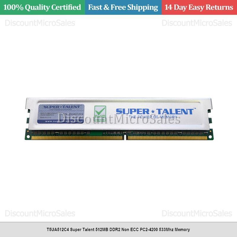T5UA512C4 Super Talent 512MB DDR2 Non ECC PC2-4200 533Mhz Memory