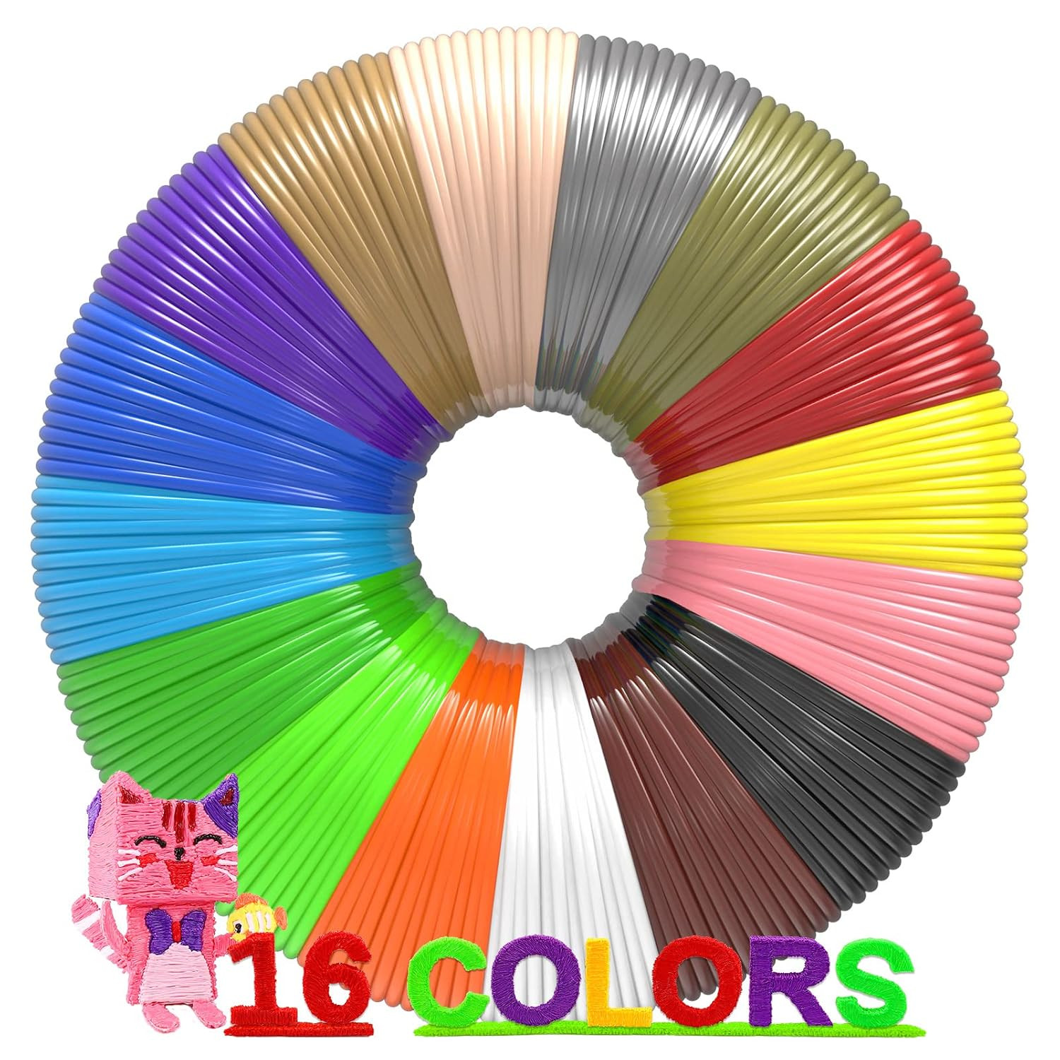 3D Pen Filament 160 Feet, 16 Colors, Each Color 10 Feet, 250 Stencils Ebooks