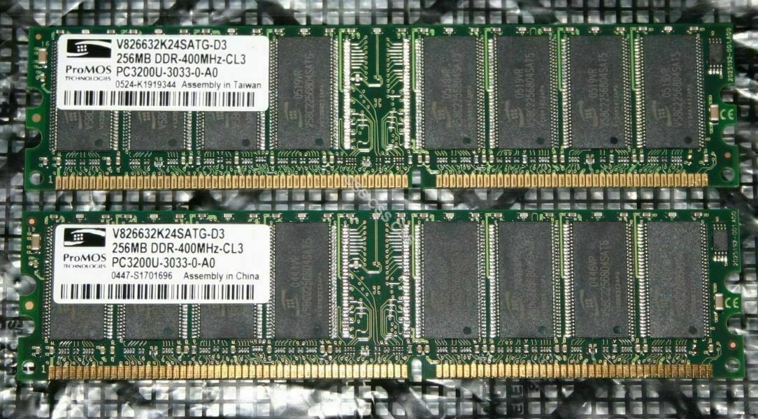 RAM ProMOS PC3200U 2x 256MB DDR-400MHz-CL3 512MB Total Computer Memory