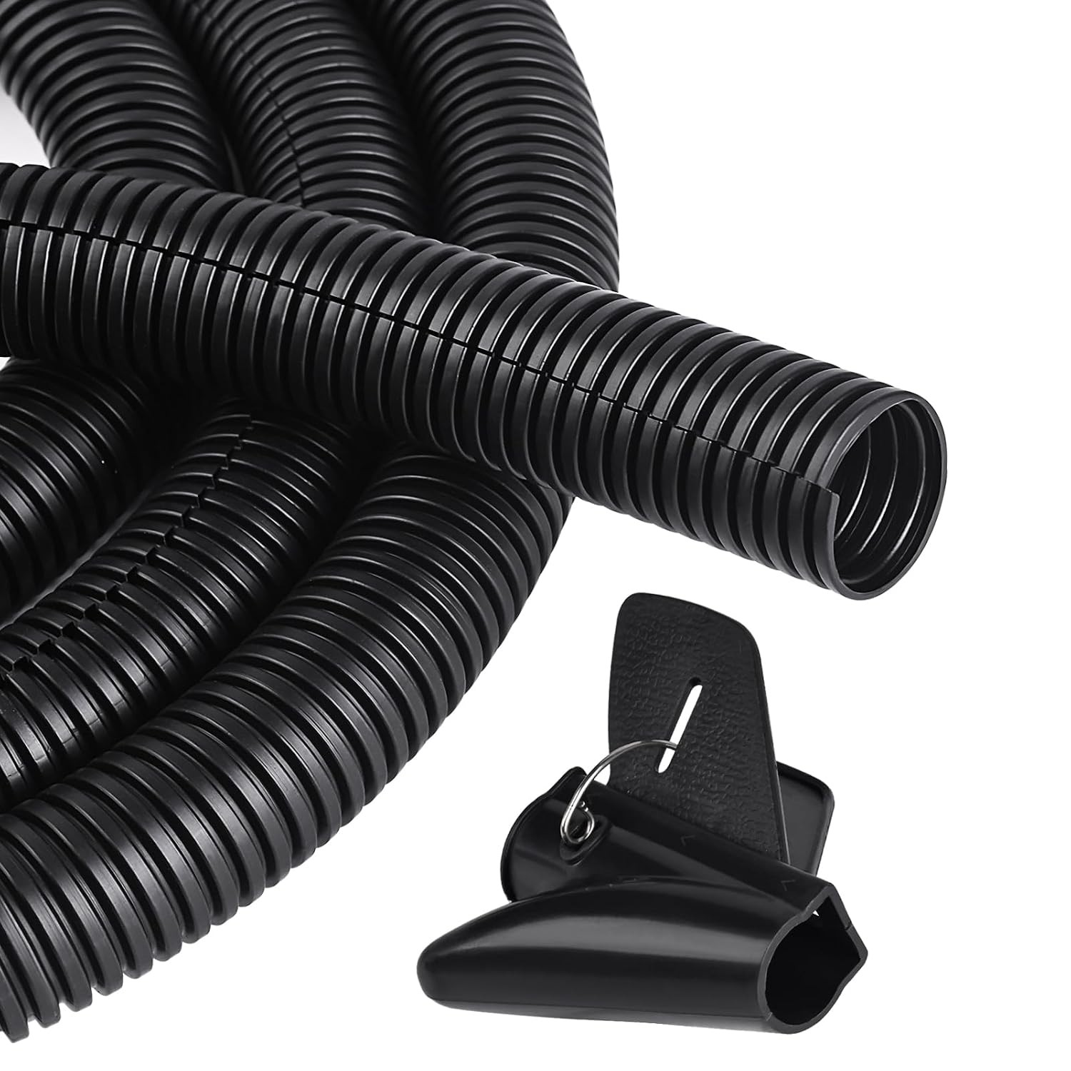25FT - 1/4 Inch Split Wire Loom with Installation Tool - Black