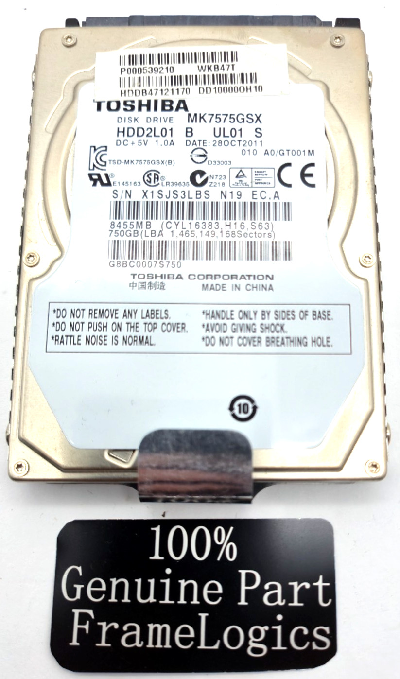 Toshiba MK7575GSX 750GB 2.5" SATA Internal HDD (OEM) - BAD