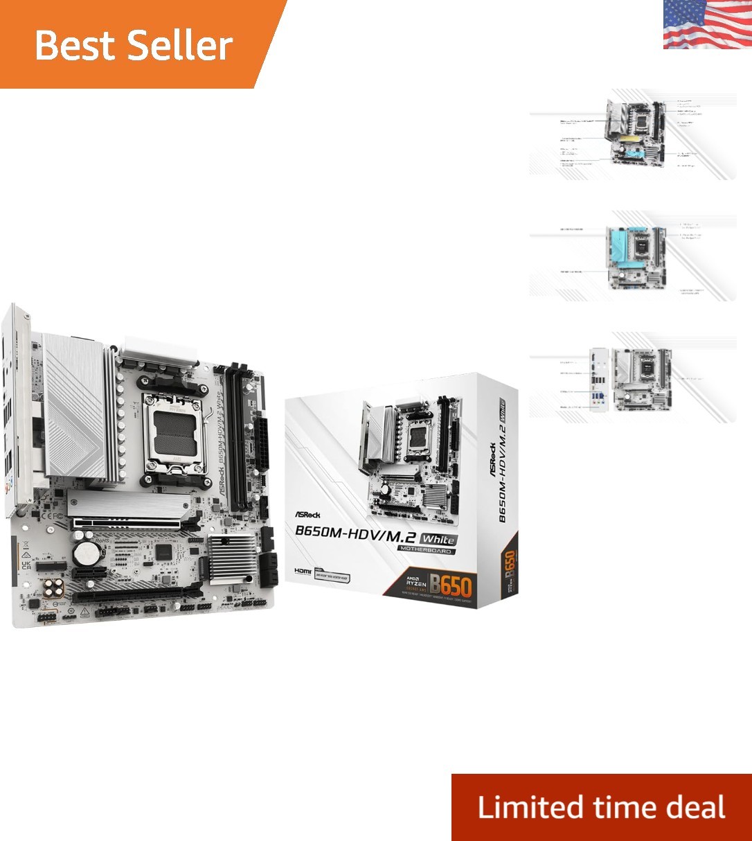High-Performance B650M-HDV White AM5 Motherboard for Ryzen 9000/8000/7000, 8200+