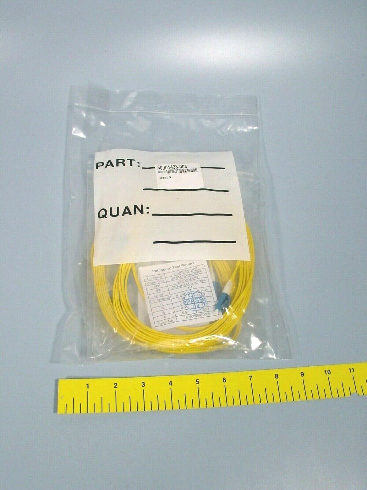 *Lot of 3 Fiber Optic Jumper OS2-2F-LCU-LCU-20-4 DX SM 2MM OFNR Length 4M