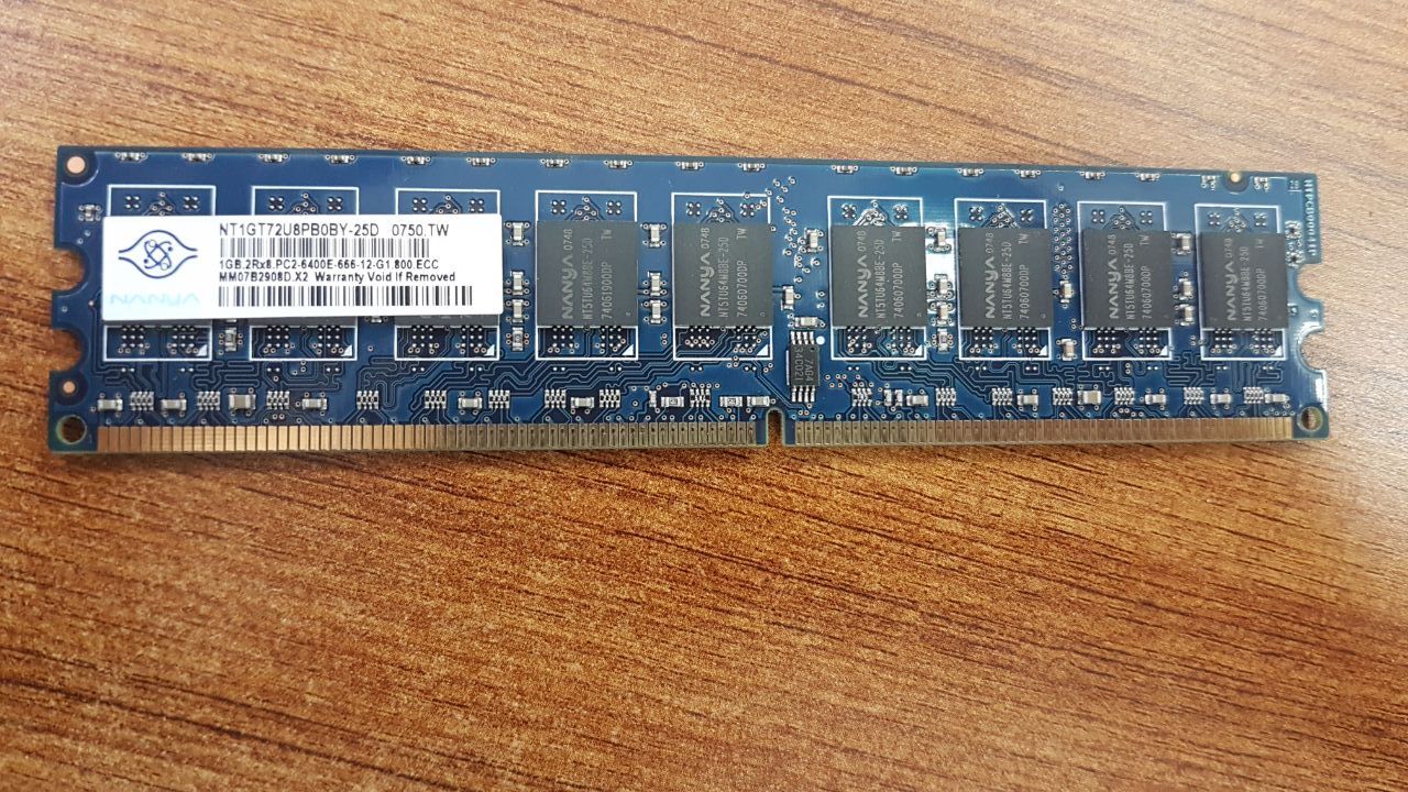 LOT OF 2 PCS. Nanya NT1GT72U8PB0BY-25D 1GB PC2-6400 DDR2-800MHz Dual Rank Memory