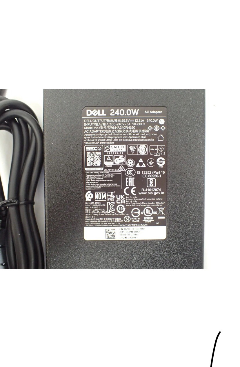 LOT OF 10X Dell AC Adapter 240W W Power Cord G3 G7 Alienware x17 x15 M17x m15 R