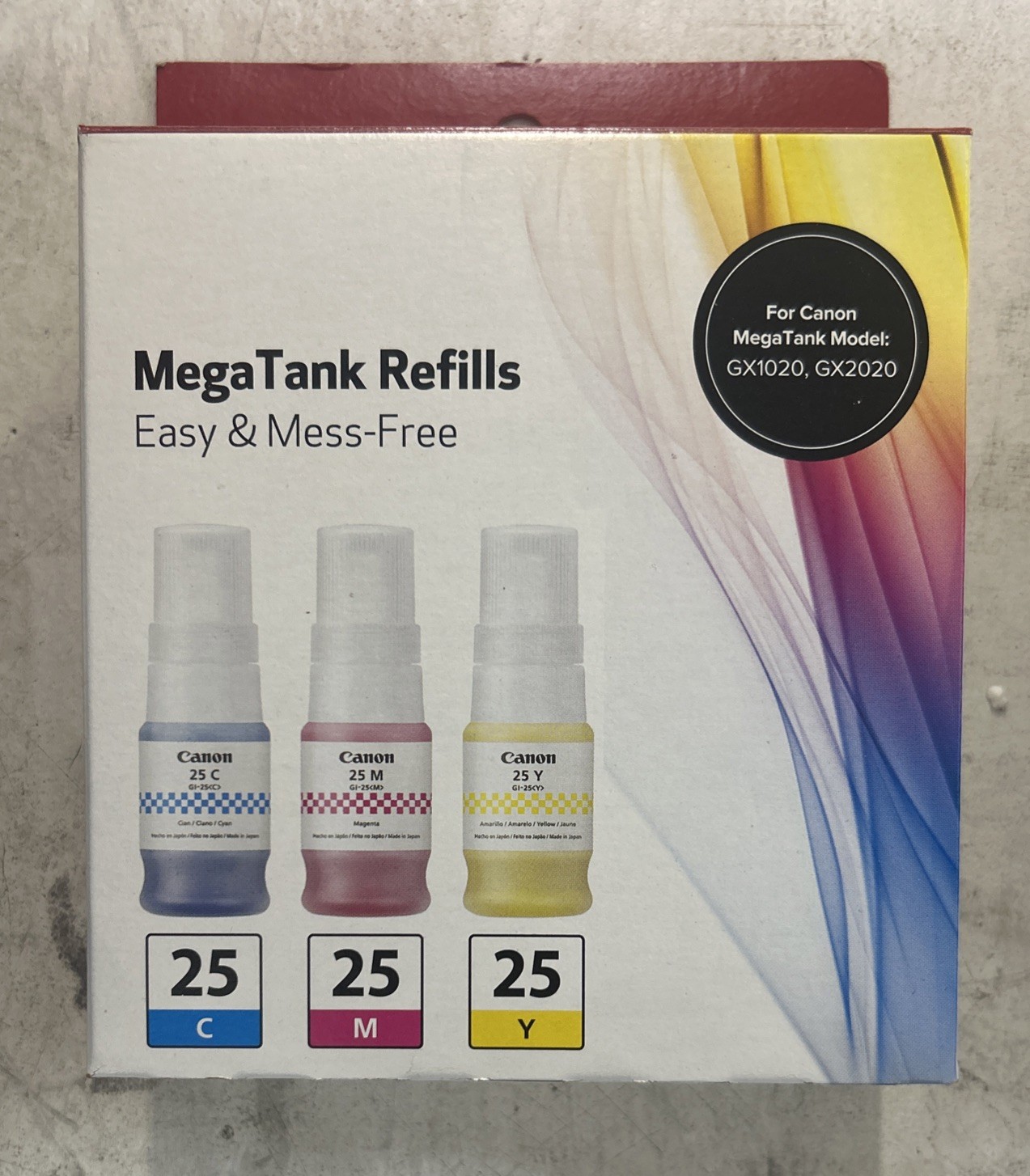New Genuine Canon GI-25 Color 3PK Pigment Ink Bottle PIXMA GX1020 GX2020