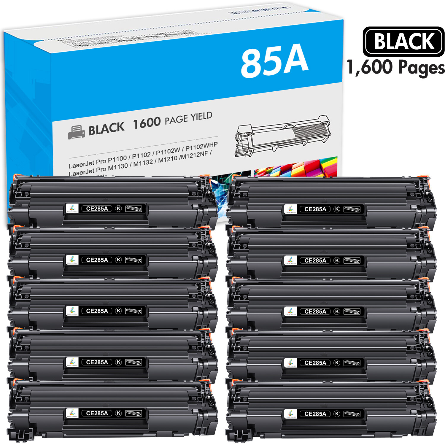 10x Black CE285A 85A Toner Cartridge for HP LaserJet M1217nfw M1212nf P1102w