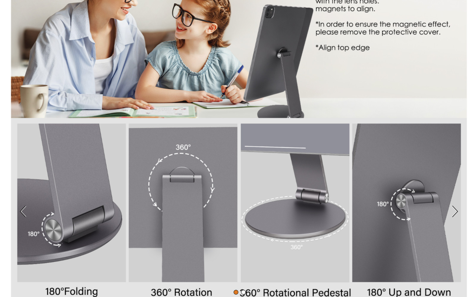 Upgraded Magnetic Tablet Stand for iPad Pro 12.9 Inch 360° Adjustable Rotating D