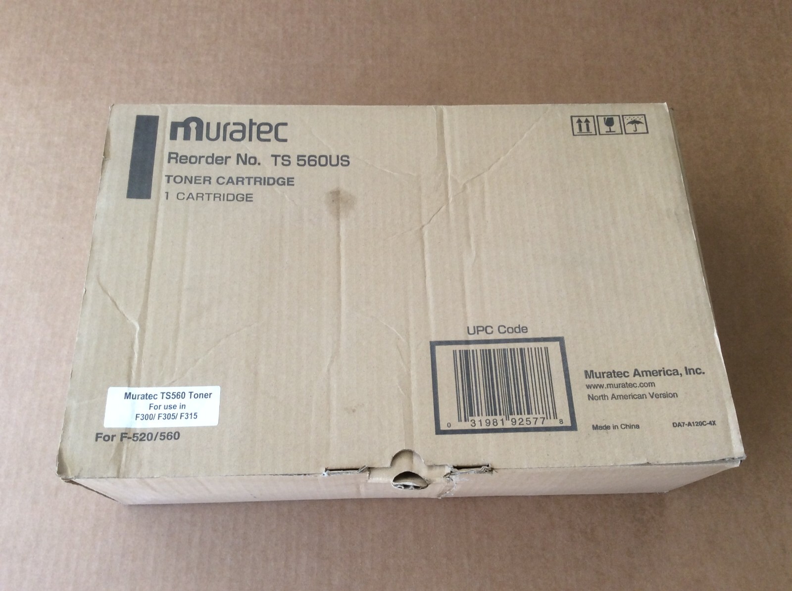 NEW Muratec F-520/560 Toner Cartridge Black TS 560US