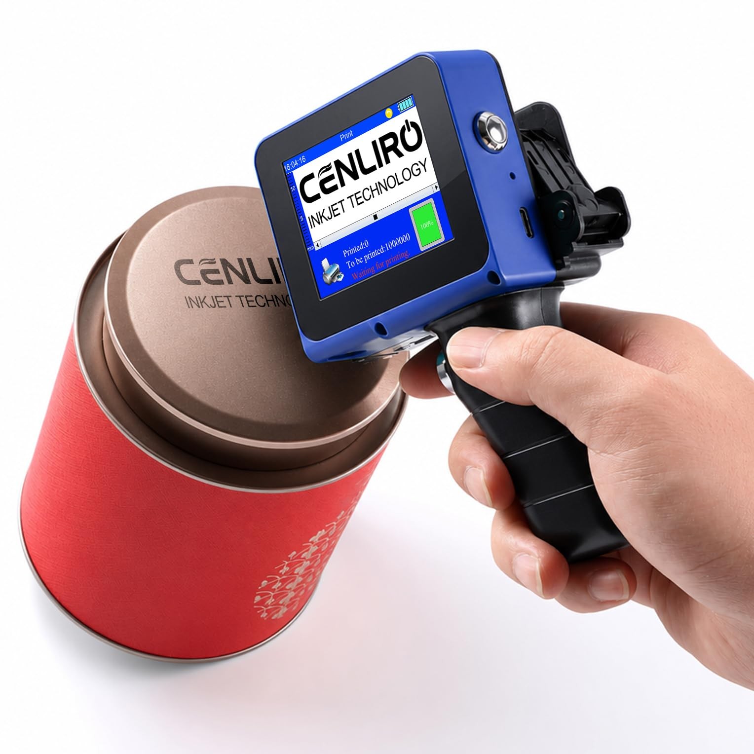 Mini Handheld Inkjet Printer CL05P 0.5" Print Height with Black Ink, Blue