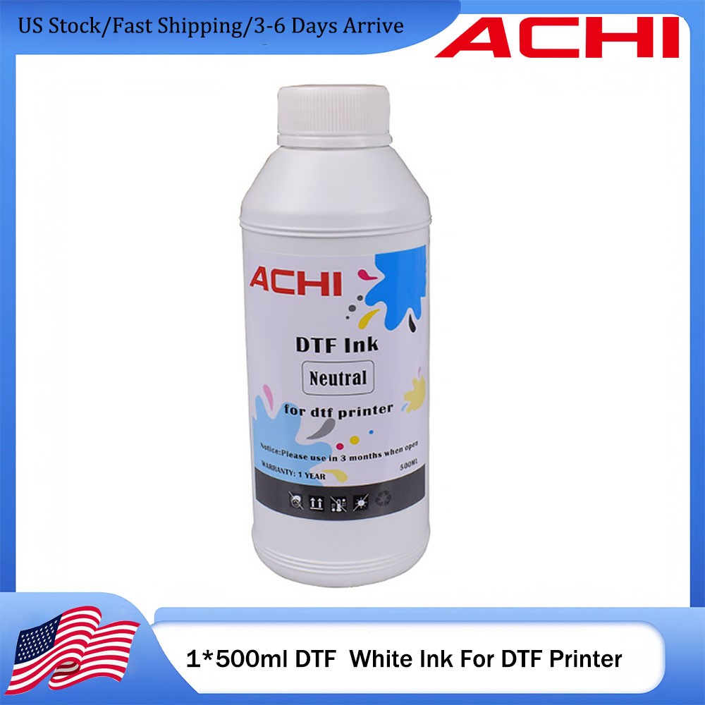 US Stock ACHI Only 500ml White DTF INK For EPSON 1390 L1800 DTF Printer