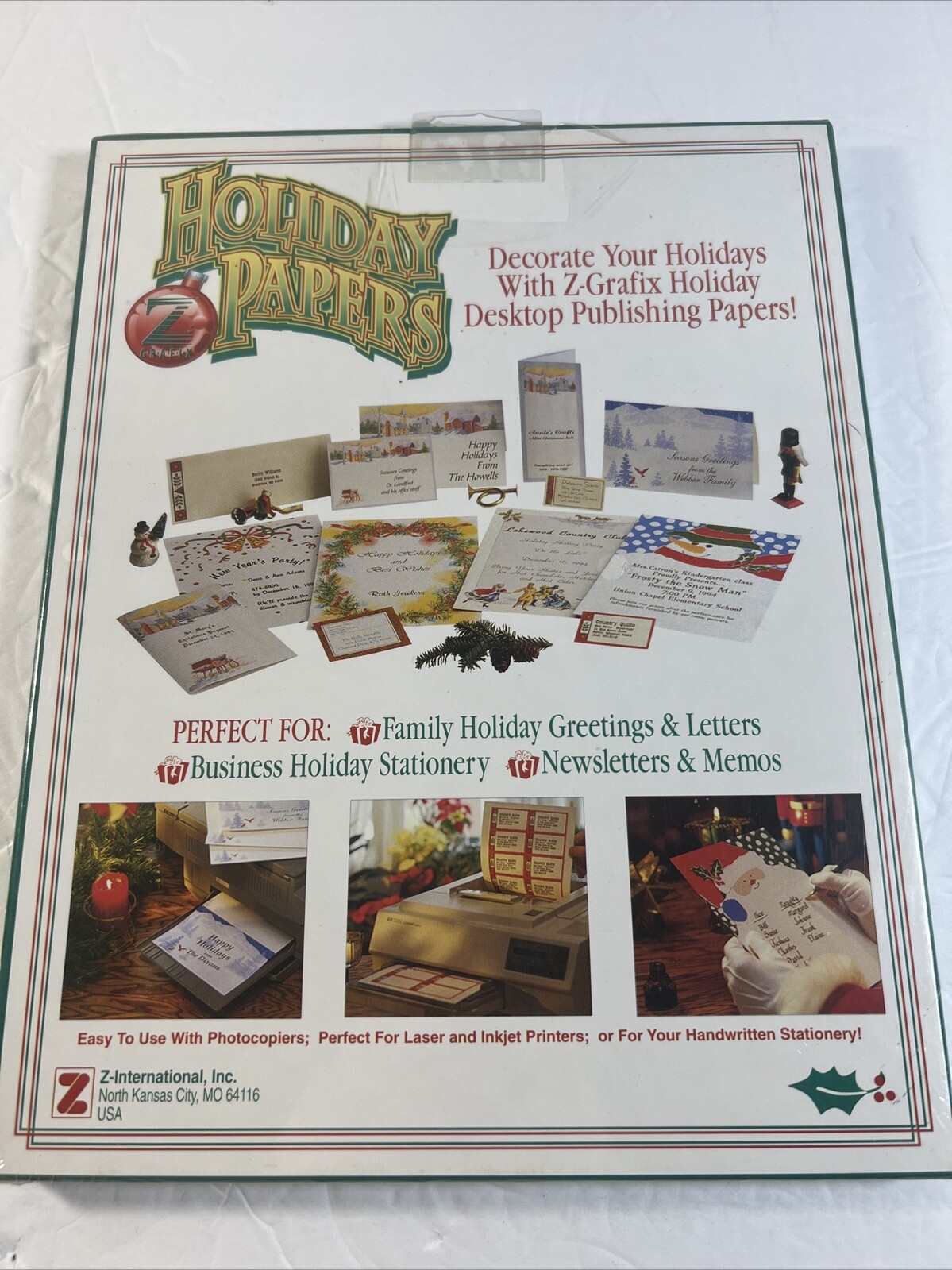Vintage Z GRAFIX~100 Sheets 8.5"x11" HOLIDAY PAPERS for LASER & INJET Peace