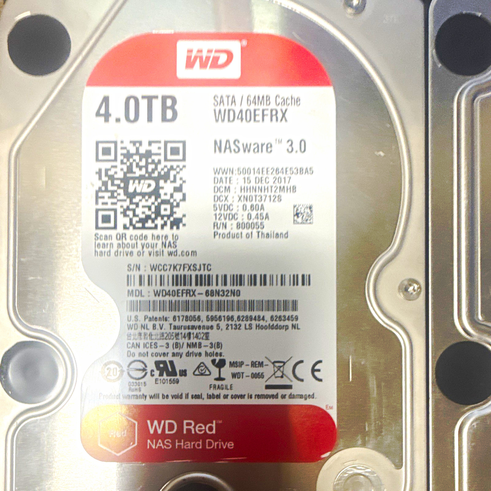 Western Digital WD Red WD40EFRX 4TB SATA 3.5" 5400RPM 64MBLOT OF 2 OEM LOW USAGE