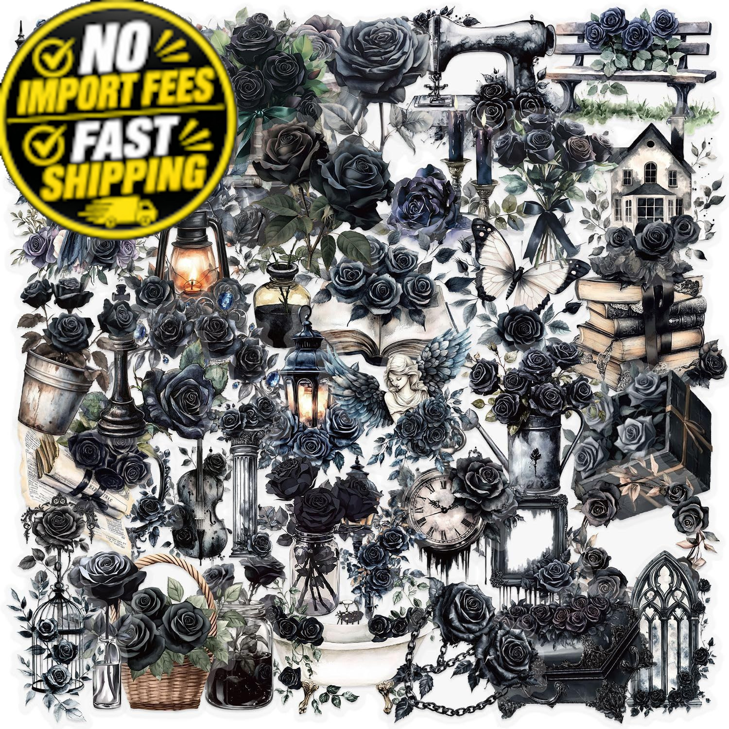 50 Pcs Dark Aesthetic Gothic Transparent 2-3 inches (5-8 cm), Colourful-1