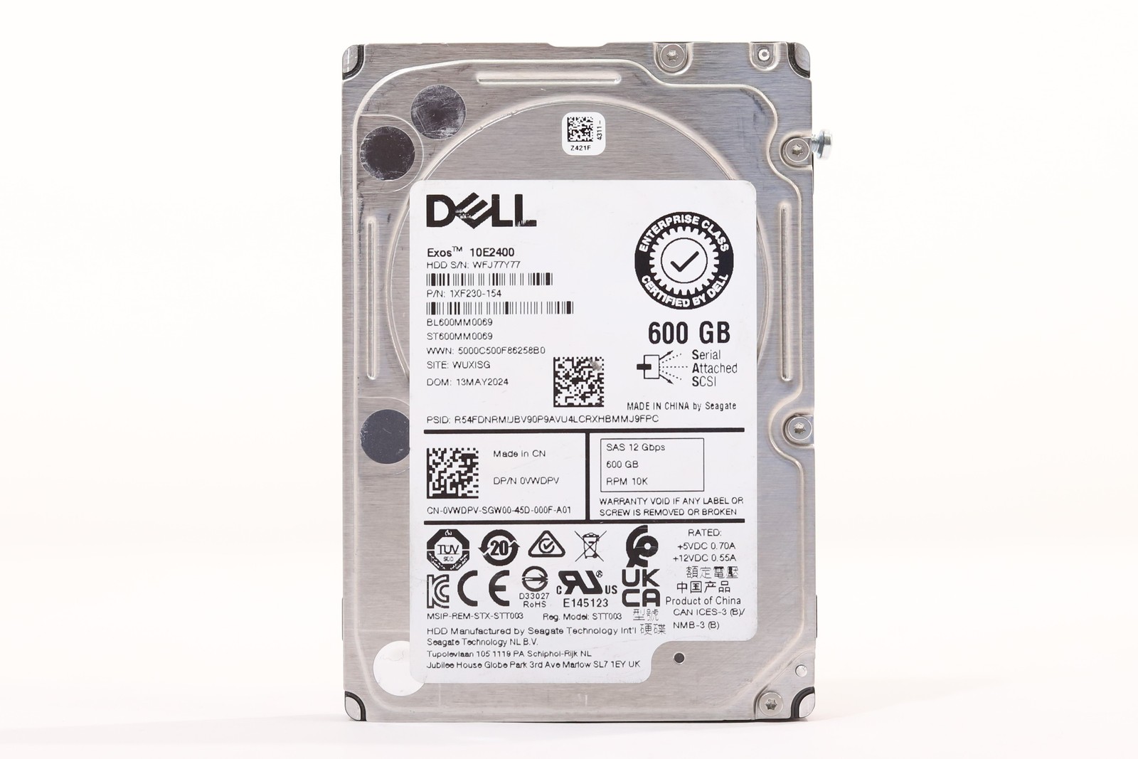 Dell ST600MM0069 600GB 2.5" 12Gb/s 128MB 10K RPM SAS HDD Dell P/N: 0VWDPV Tested