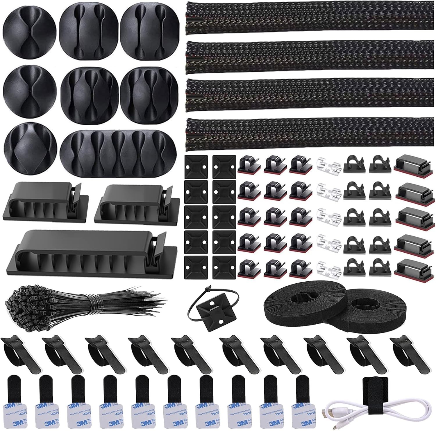 192 PCS Cable Management Kit 4 Wire Organizer Sleeve......