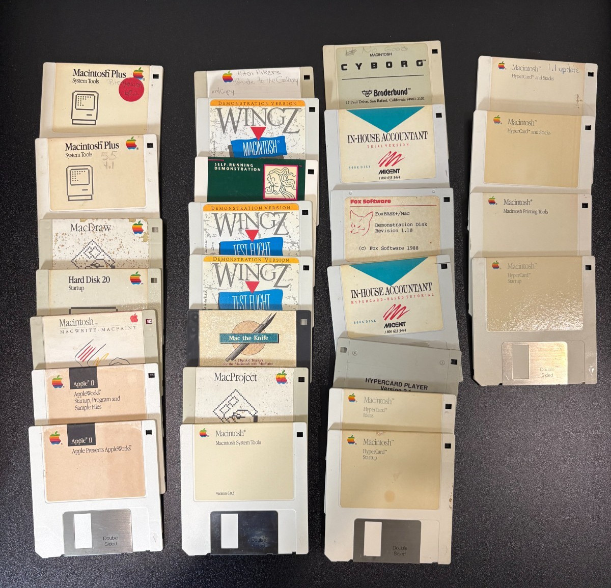 Vintage Apple Macintosh 3.5 Floppy Disk Lot of 27 HyperCard MacDraw Wingz