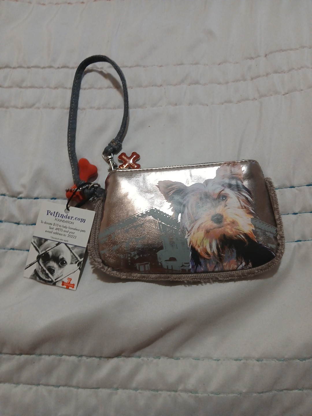 Fuzzynation fuzzy nation YORKIE Puppy Dog Crossbody purse / wristlet RARE case
