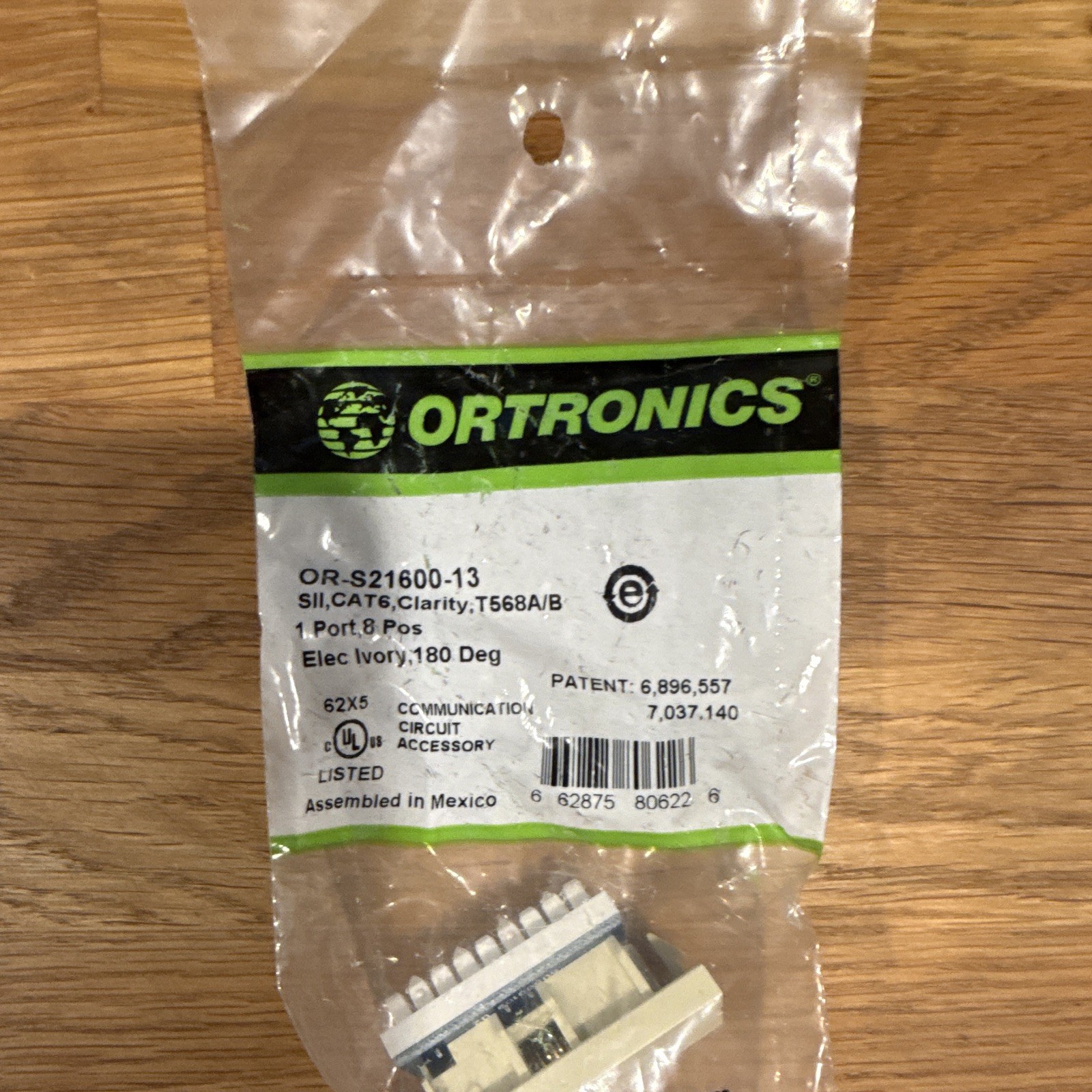 Ortronics OR-S21600-13 Cat6 T568A/B RJ-45 Female Jack, Ivory 180°
