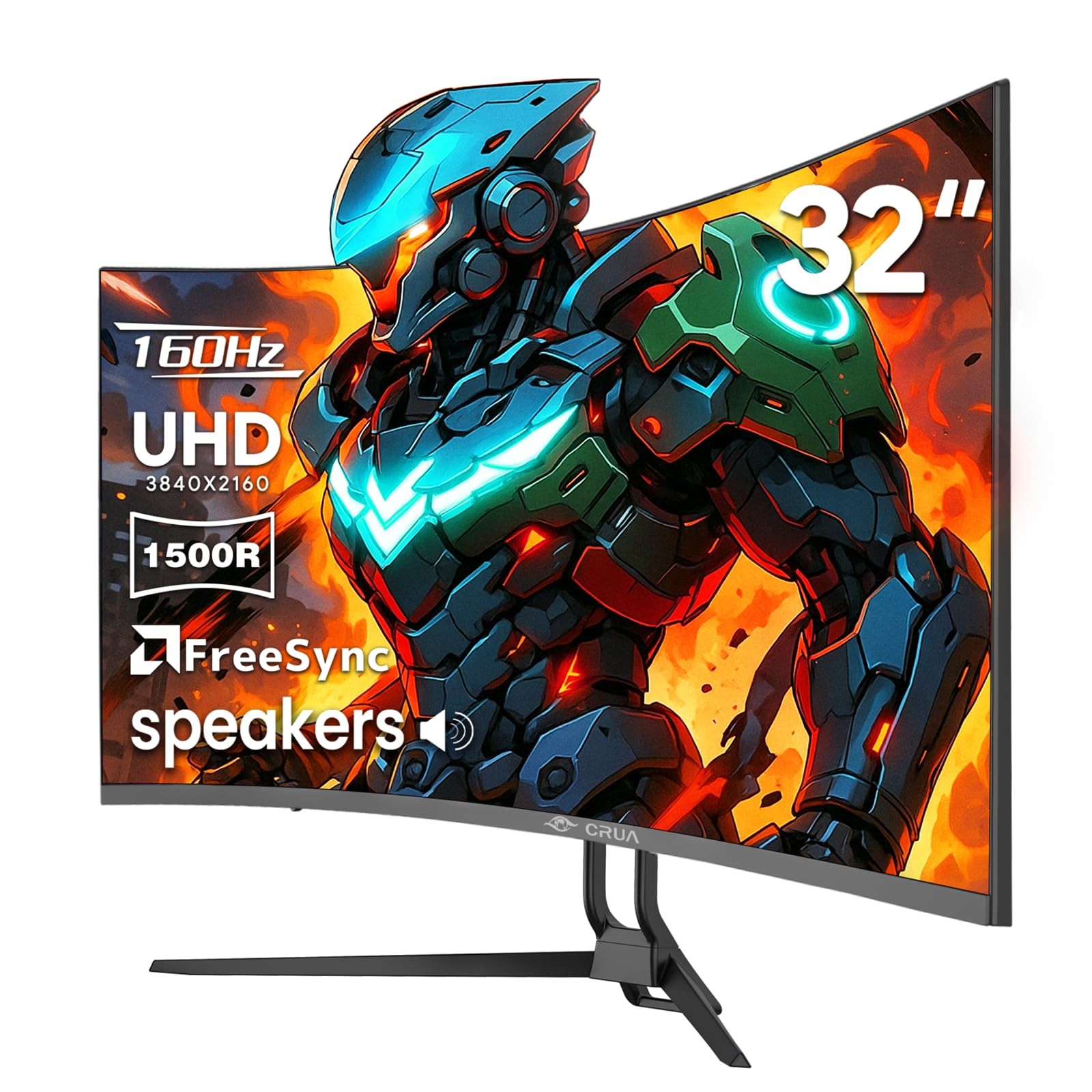 32 Curved Gaming Monitor 4K UHD 3840x2160 144Hz VA Screen CRUA CR320QC UHD3840