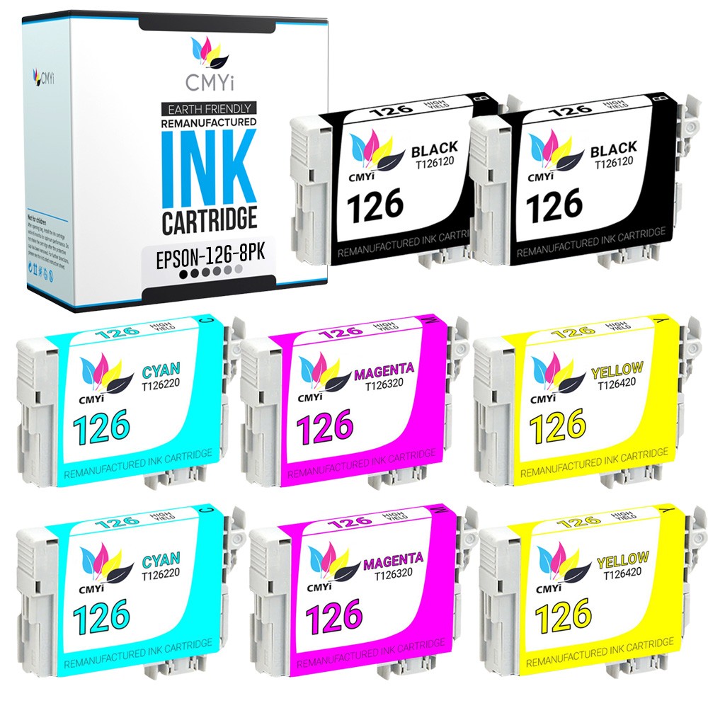 8PK CMYi Replacement T126 Combo Pack Ink Cartridges for Epson Stylus NX330 NX430