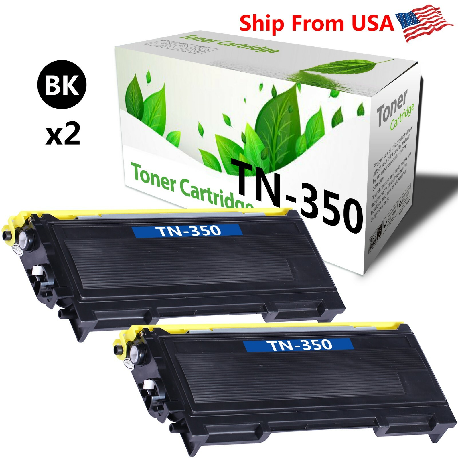 2 Pack TN-350 TN350 Toner Cartridge for Brother MFC-7420 7820N  7225N Printer
