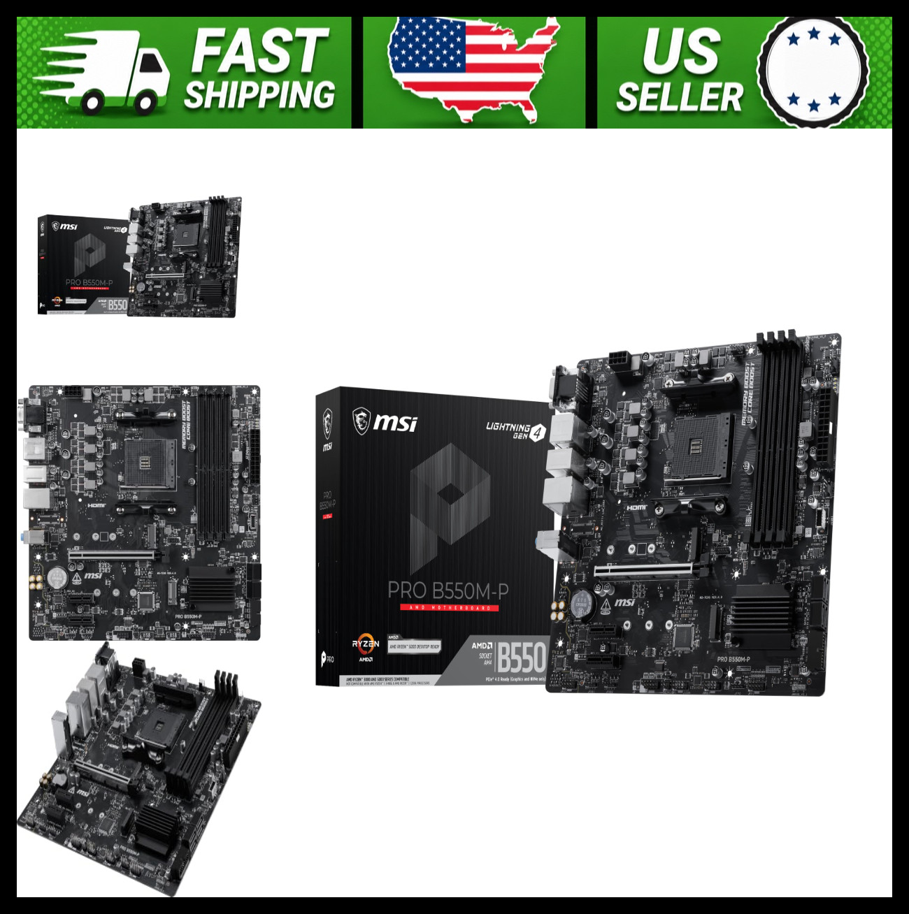 MSI AM4 mATX Motherboard for AMD Ryzen 5000/4000G/3000 Series DDR4 PCIe 4.0