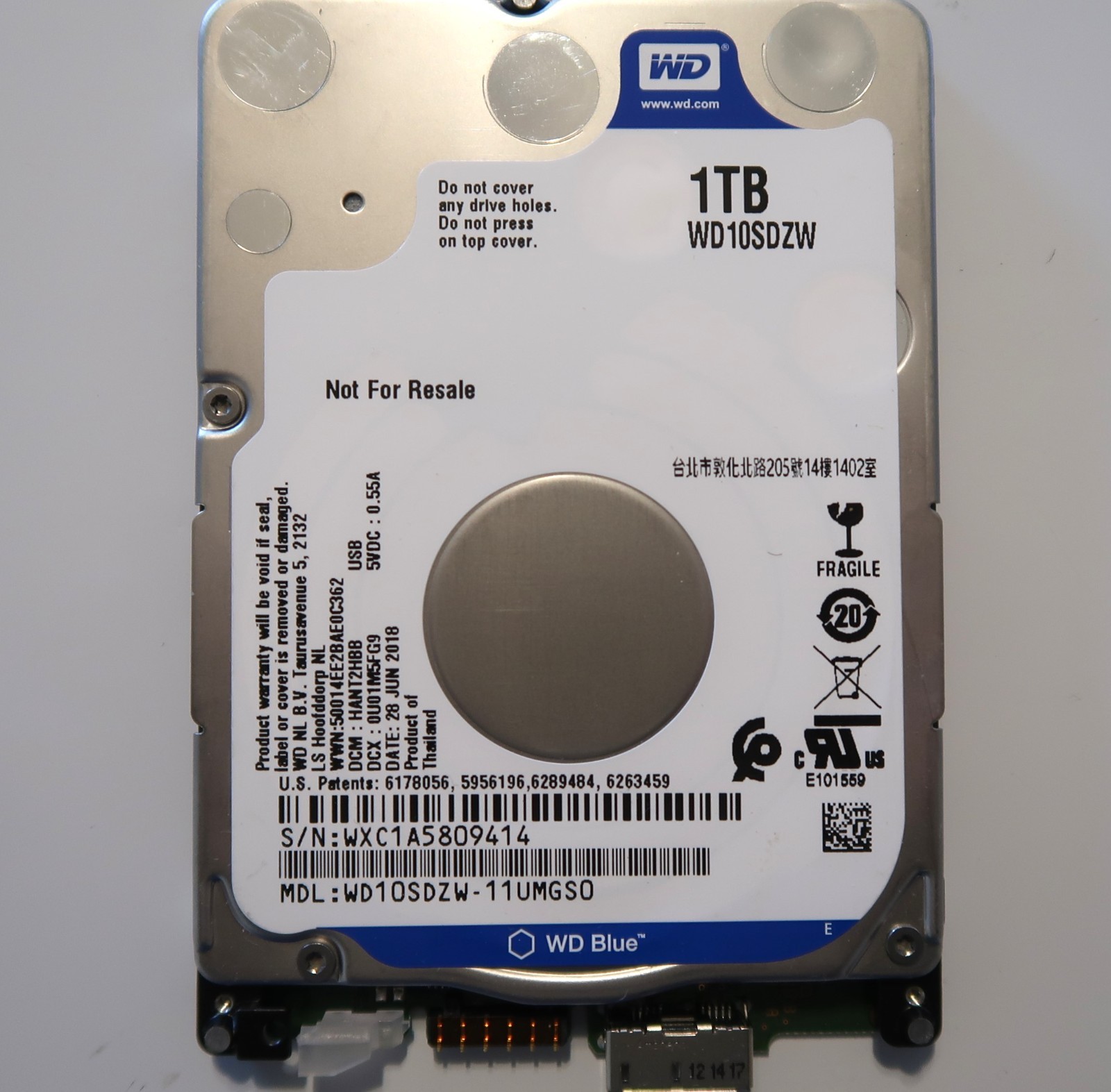 WD10SDZW-11UMGS0 06/2018 HANT2HBB Site: Thailand (WXC1) 1000gb USB hard drive