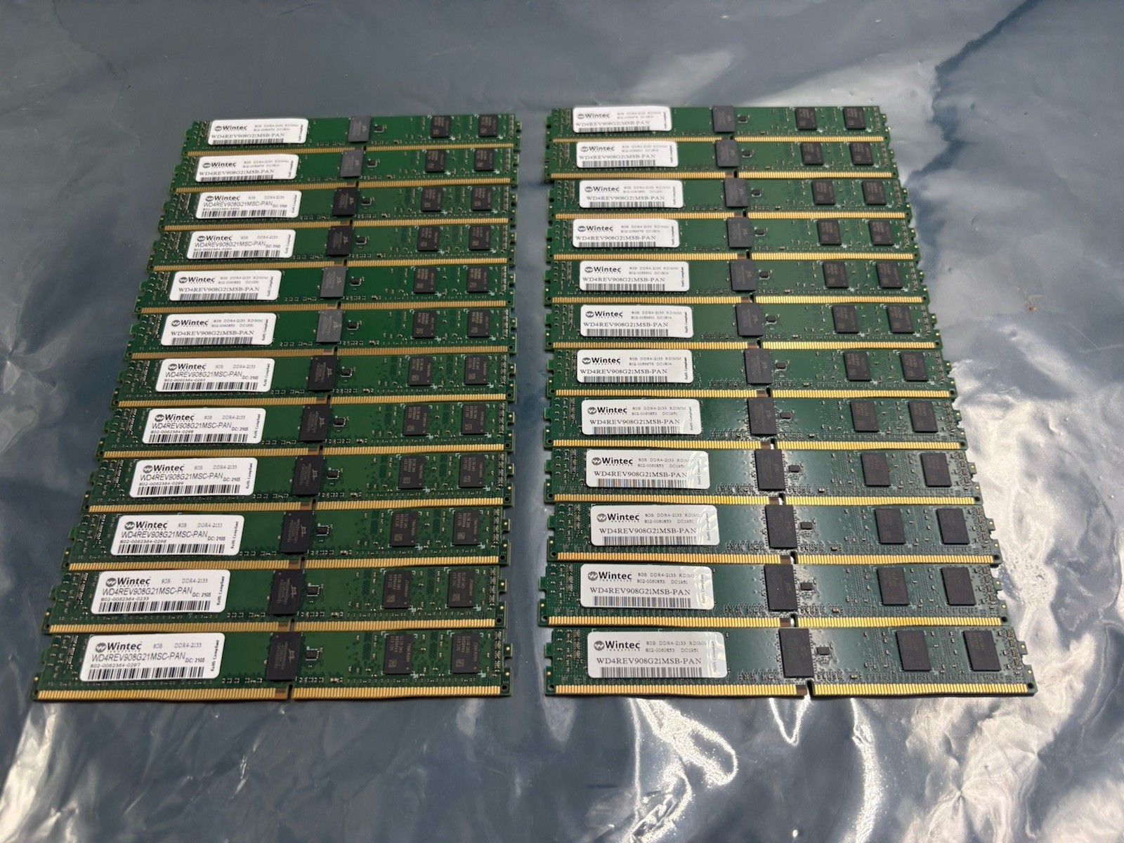 Lot of 24 Wintec WD4REV908G21MSB-PAN MSC 8GB PC4-2133 ECC Low Profile Server RAM