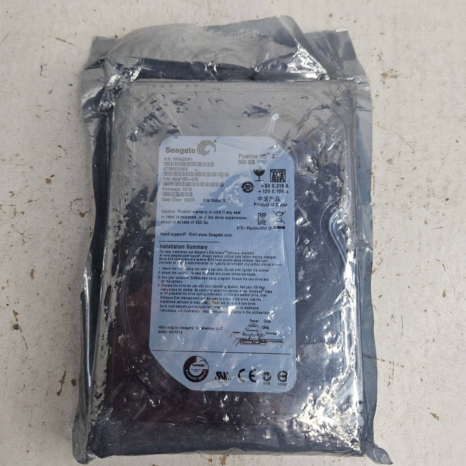 FESTPLATTE SEAGATE PIPELINE HD.2 ST3500312CS 500GB SATA II 5900RPM 8MB 3.5''