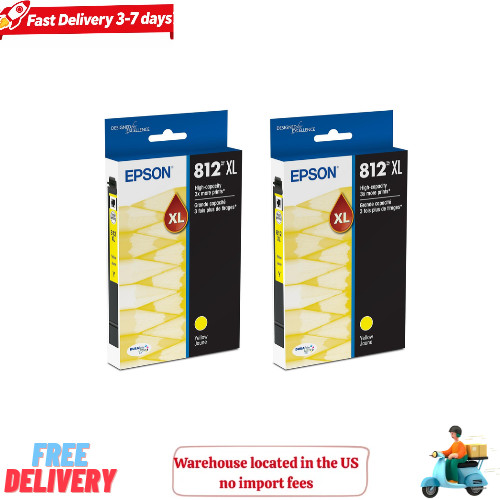 2 pack epson 812xl, yellow high capacity ink cartridges