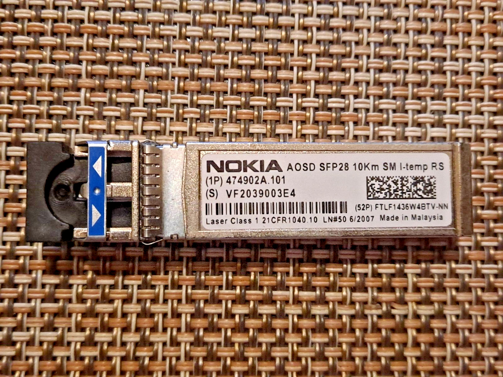 GENUINE NOKIA AOSD SFP28 10Km SM I-TEMP RS 474902A.101 FTLF1436W4BTV-NN