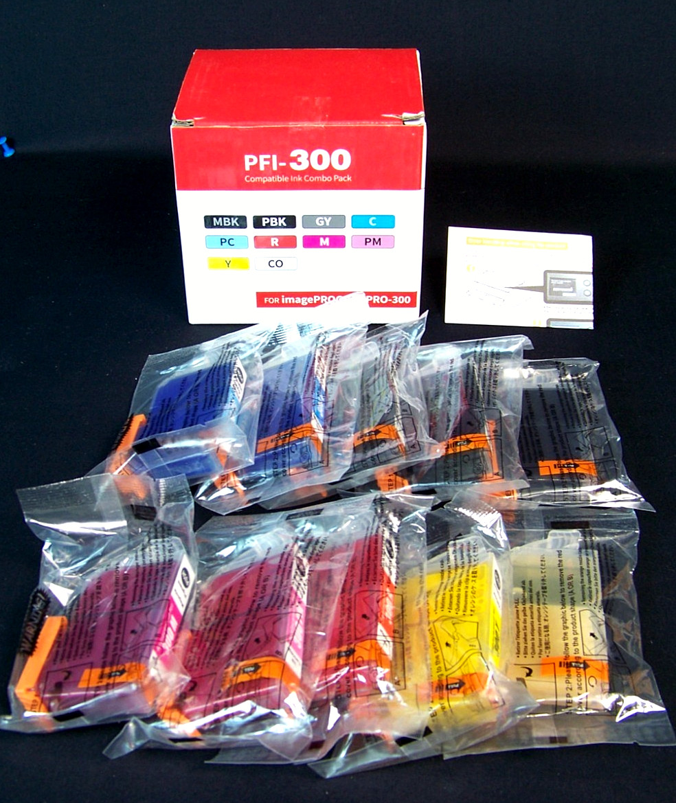 PFI-300 Compatible Ink Combo Pack for imagePROGRAF PRO-300 - 10 pk New Open Box