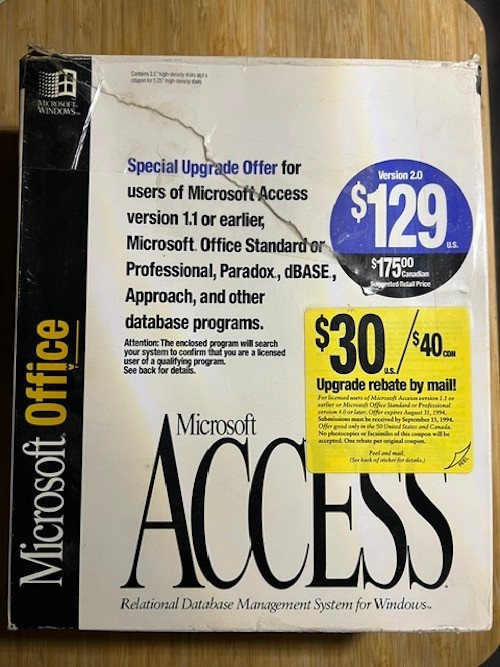 1994 Microsoft Office Access Version 2.0 Database Management System. Open Box