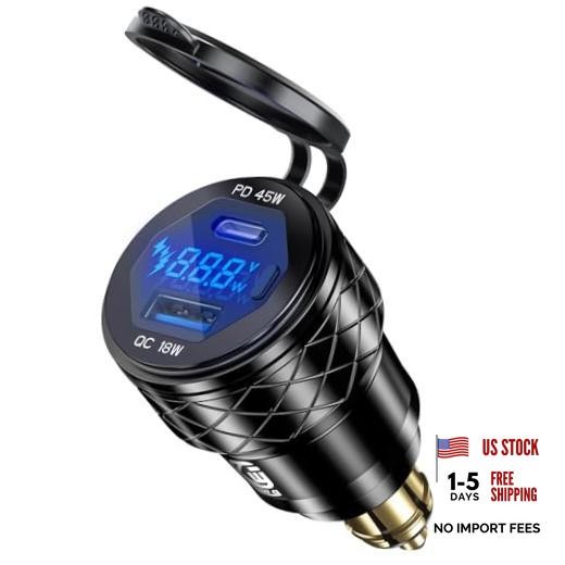 Din Hella Plug to USB Charger Adapter for 12V-24V BMW Triumph Tiger Ducati Black