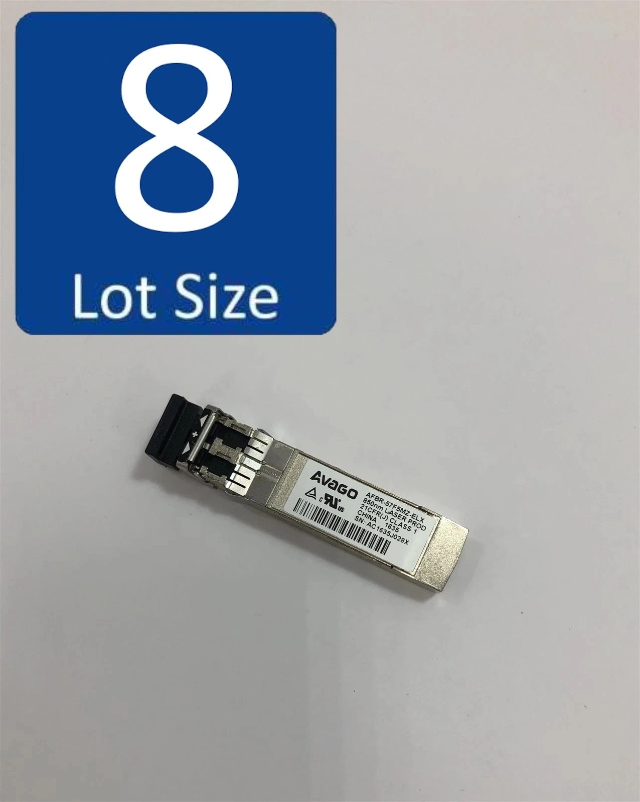Lot of 8 Avago AFBR-57F5MZ-ELX 16GB 850nm SFP+ Optical Transceiver Module