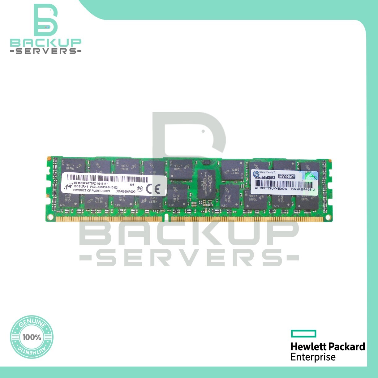 627812-B21 HP 16GB 2Rx4 DDR3-1333 PC3-10600 RDIMM CL9 240-Pin ECC Reg Memory