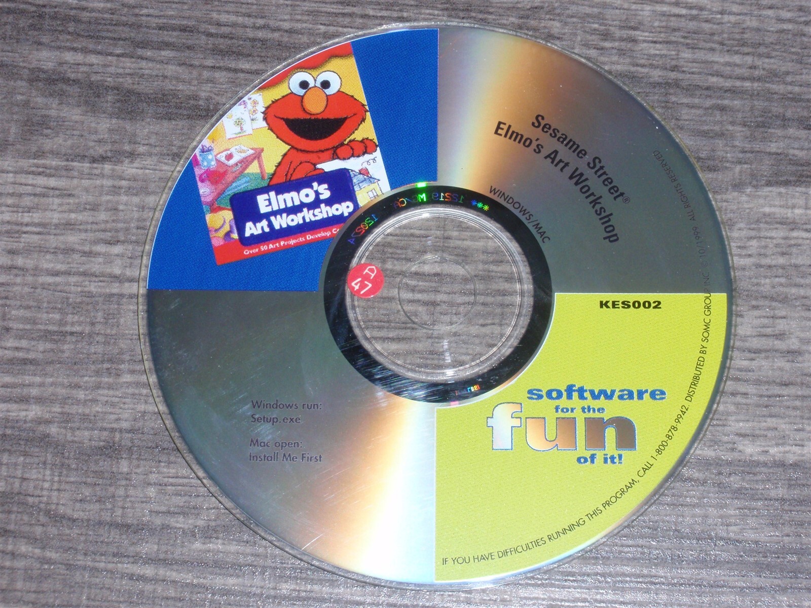 Sesame Street Elmo's Art Workshop PC/Mac CD-ROM SOMC Grp 1999 for Windows 95/3.1