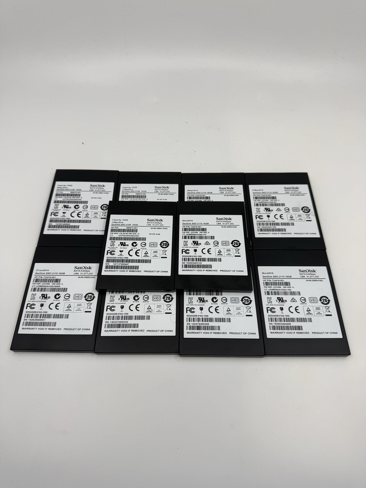 LOT OF 10 SanDisk SSD U110 16GB SDSA6GM-016G-1006 6.0Gbps Solid State Drives