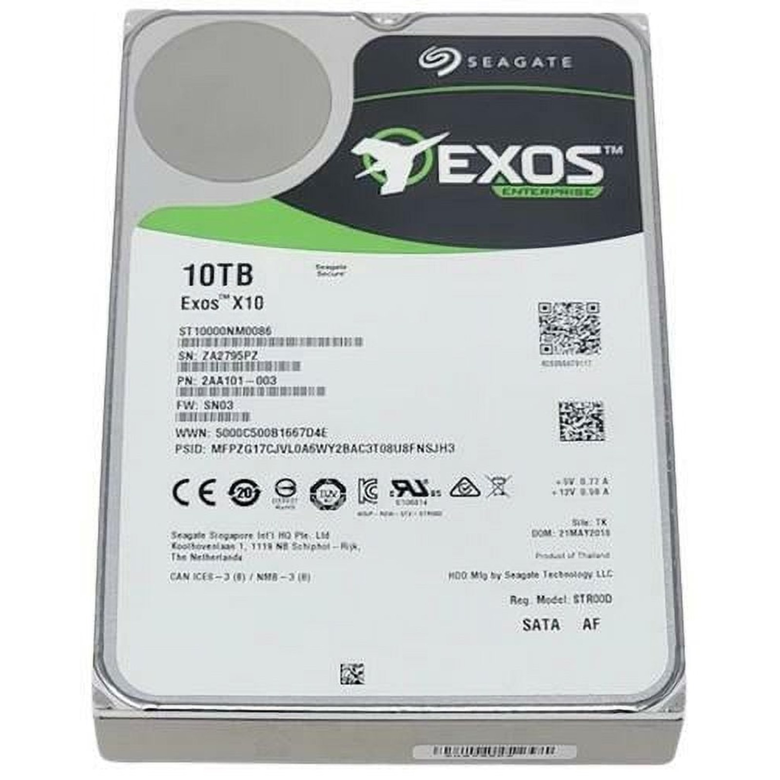 Seagate Exos X10 ST10000NM0086 10TB 7200 RPM 256MB Cache SATA 6.0Gb/s 3.5" Enter