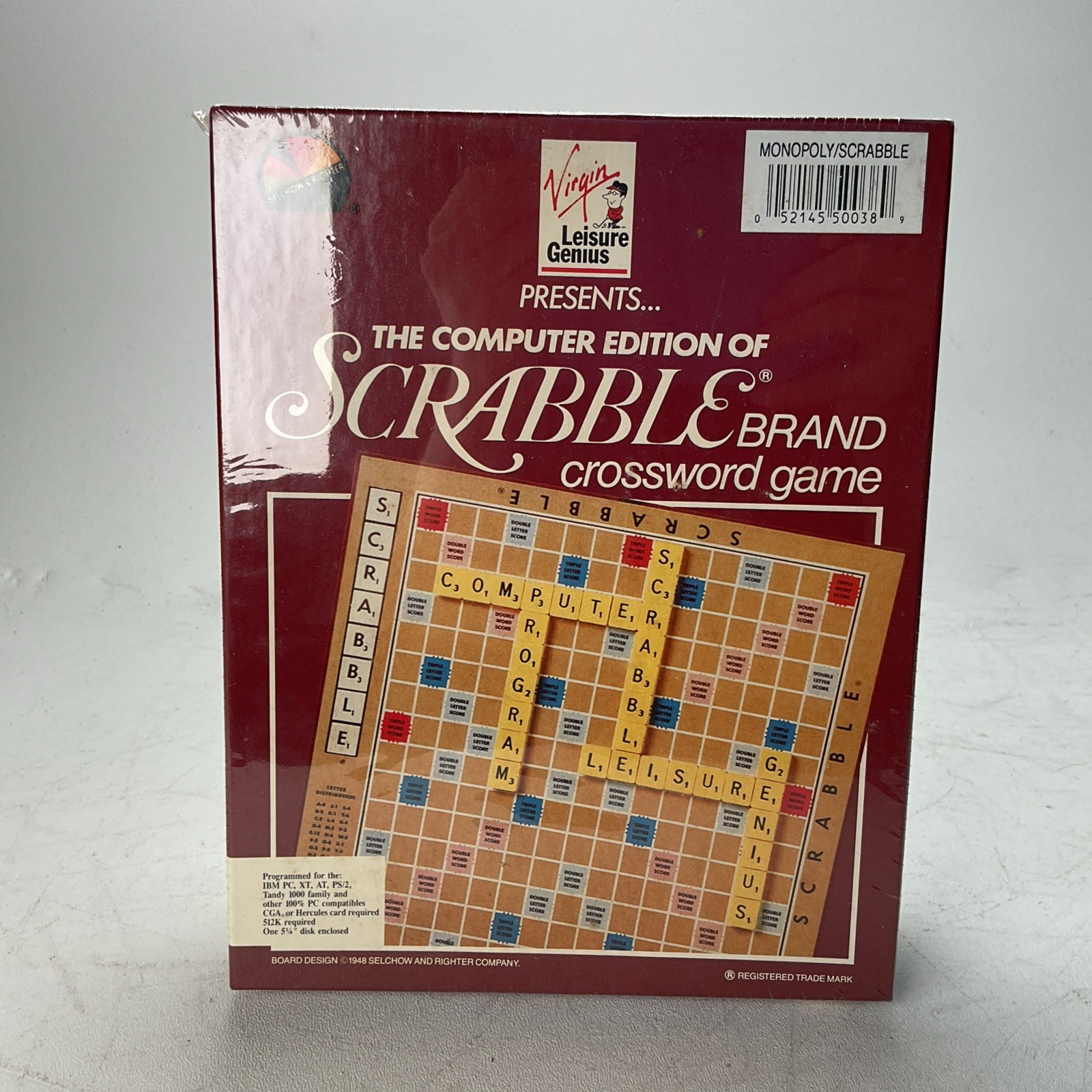 Virgin Leisure Genius Scrabble & Monopoly Computer Edition IBM PC 5 1/4” Sealed